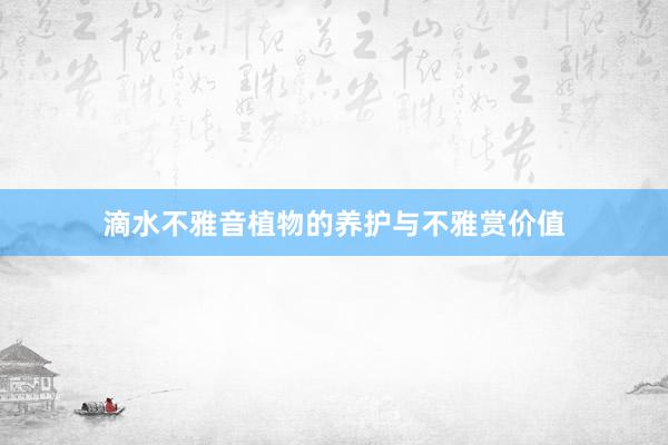 滴水不雅音植物的养护与不雅赏价值