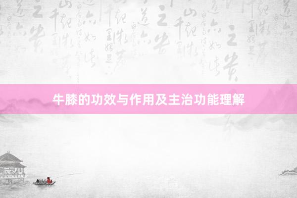 牛膝的功效与作用及主治功能理解
